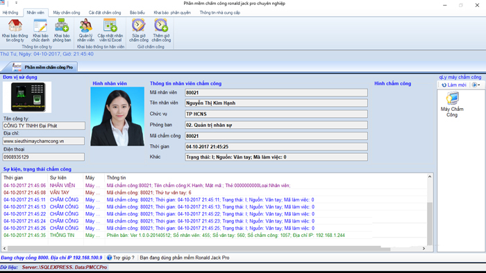 Phần mềm chấm công Ronald Jack Pro